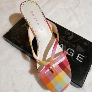 NEW Rampage Madyson Sandals Womens 10M Strappy Slides Thong Heels Shoes